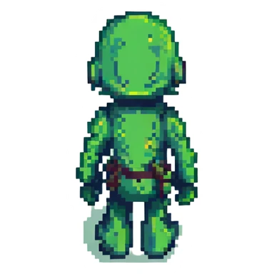 Convert the image to a green pixel art silhouette, keeping the original pose and proportions exactly, with no extra effects or details. sticker