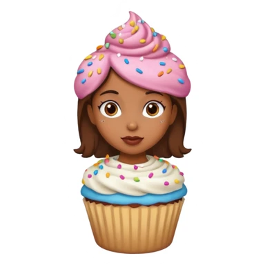 Brown girl with cupcake head sticker