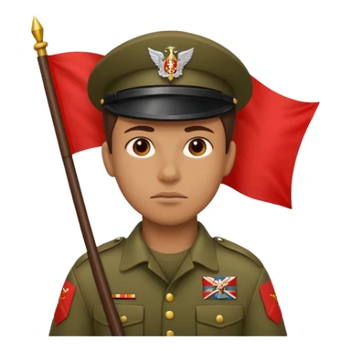 souldier caryying red flag sticker