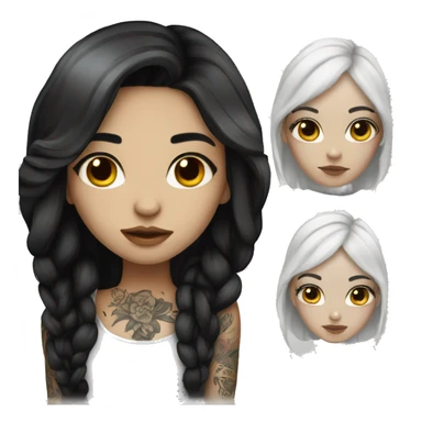 Beautiful girl with white skin, long black hair and tattoos sticker