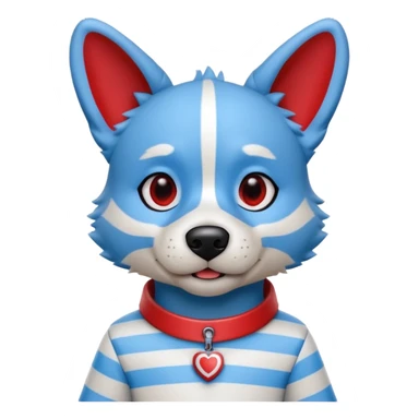 blue dog with red stripes fursuiter sticker