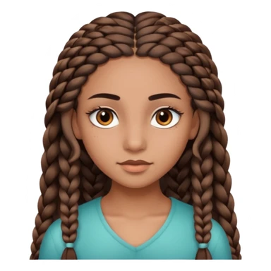girl with thin braids long hair and brown eyes, brown skin, eyelashes, siren eyes sticker