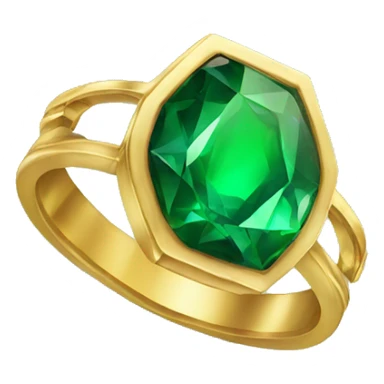 golden ring with an emerald  sticker