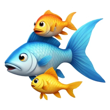 fish climbing on another fish sticker