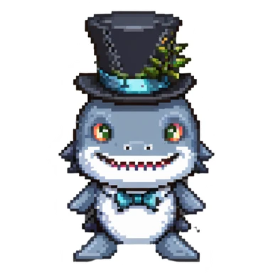 shark with a tophat front view sticker