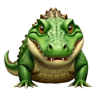 cinematic-crocodile-realistic-full-body-on all fours-emoji,-massive-scaled-body-partially-submerged-in-shallow-water,-head-tilted-dramatically,-rough-green-and-brown-hide-textured-with-deep-ridges,-simplified-yet-realistic-focused-features, head held high sticker