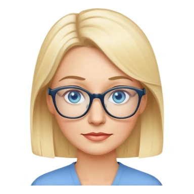 blonde 40 year old woman with blue eyes and glasses sticker