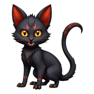 Dark Vampiric Black Lykoi-Caracal-Bat-Litten-Torracat-Noibat-Hybrid (Full body) sticker