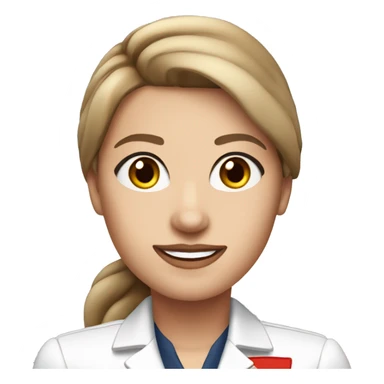 White Stewardess in red uniform with long brown hair and brown eyes sticker