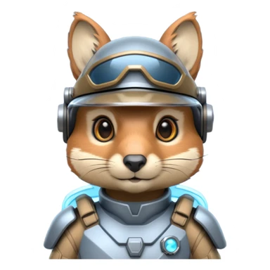 half robot futuristic squirrelcop sticker