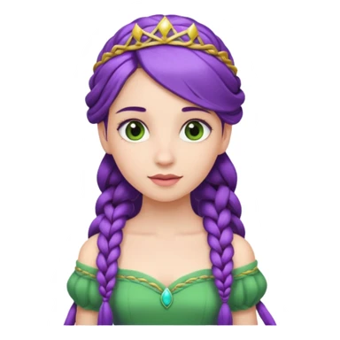 Princesses with Long Purple Braid, green dress sticker