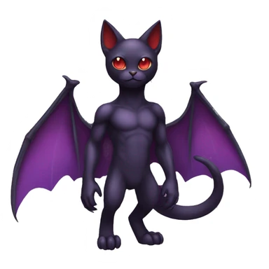 Cute cool dark black red purple bat cat Fakemon full body sticker