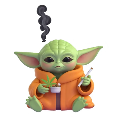baby yoda smoking cannabis sticker
