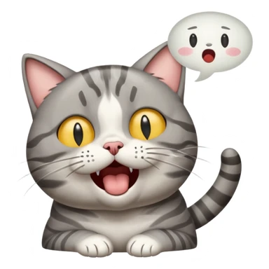 Cat meme, a gray tabby cat holding its head and screaming, with its eyes closed and mouth open, looking annoyed sticker