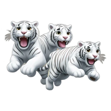 3 white tigers running to the left sticker