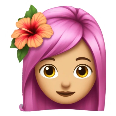 cute hibiscus in hair girl emoji sticker