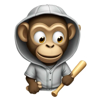 Monkey wearing a hoodie playing baseball sticker