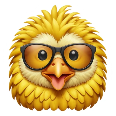 A comical chicken with exaggerated features, wearing sunglasses sticker