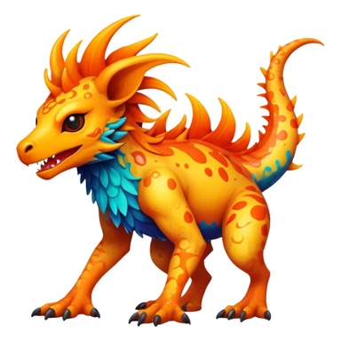 a vibrant colorful edgy vernid-fionbri-creature with splash patterns full body sticker