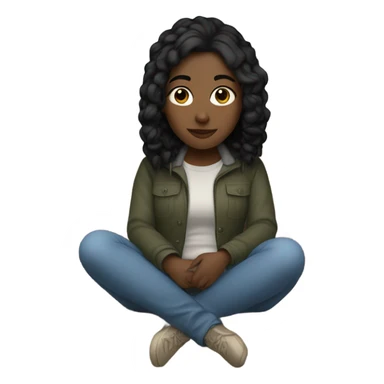 White girl with black hair in a cozy outfit sitting on a couch sticker