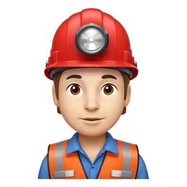 a mole with drill, worker, red helmet, headlamp sticker