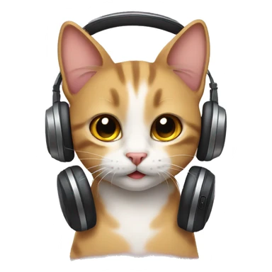 Cat with headphones cute sticker