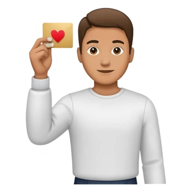 man full body, holding a card up in one hand sticker