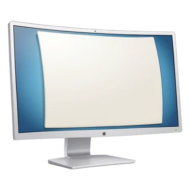Create a professional emoji for UX/UI design. Show a curved monitor with 2 windows : one displaying white empty page, and the other showing the completed web interface. Use modern, professional colors. Do not include any emojis or smiley faces. Make the background transparent. sticker