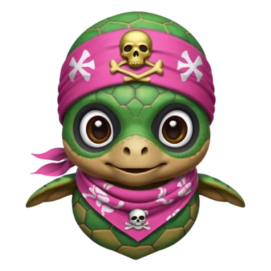 cute sea turtle wearing a pink pirate skull scarf sticker
