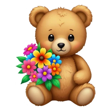 teddy bear holding bouquet sticker