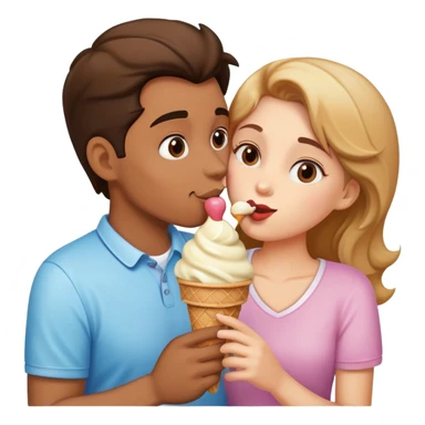Couple kissing with icecream  sticker