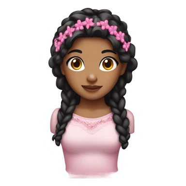 Cute girl with black hair and pink accessories  sticker