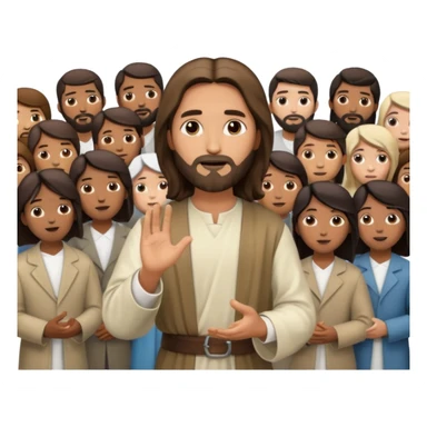 Jesus teaching a crowd of contemporary people sticker