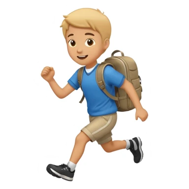 An emoji of a running schoolboy with a backpack, in a simplified, vector-like style similar to common emojis. Focus on clear silhouette and dynamic pose. sticker