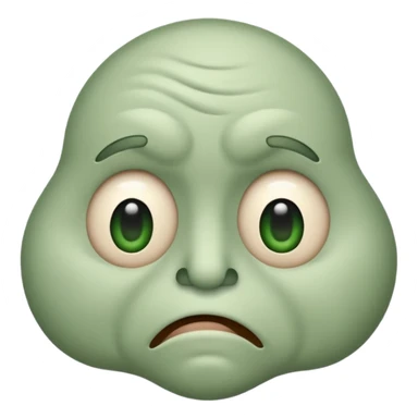 stinky smelly emoji face with greenish tint, cartoon style, wavy stink lines, wrinkled nose sticker