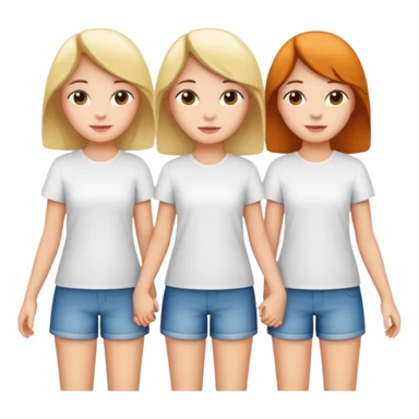 3 girls holding hand wearing white shirt sticker