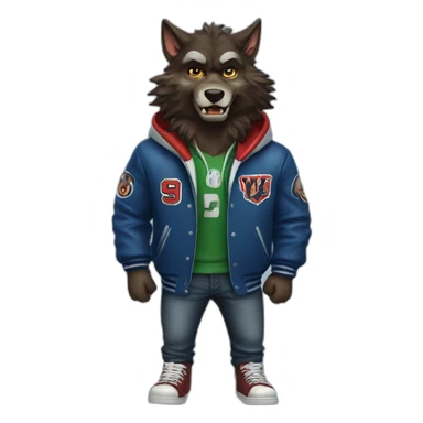 Werewolf wearing varsity jacket sticker