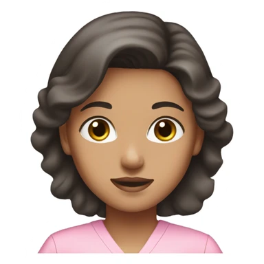 Girl with dark brown hair & brown eyes in pink scrubs  sticker