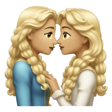 2 women princesses couple blonde kiss sticker