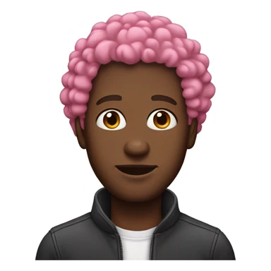 “A Black man with pink curly hair.” sticker