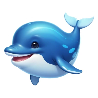 Cinematic Cute Humpback Whale Portrait Emoji, Head tilted playfully and inquisitively, featuring a softly rounded body with bright, sparkling eyes and an adorably expressive mouth, Simplified yet irresistibly adorable features, highly detailed, glowing with a warm, ocean-blue glow, high shine, affectionate and gentle, stylized with a touch of whimsical aquatic charm, soft glowing outline, capturing the essence of a friendly and endearing whale that seems as if it could sing its way into your heart! sticker