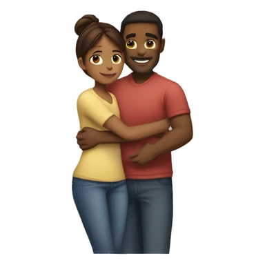 short brownskinned girl hugging tall brownskinned guy sticker