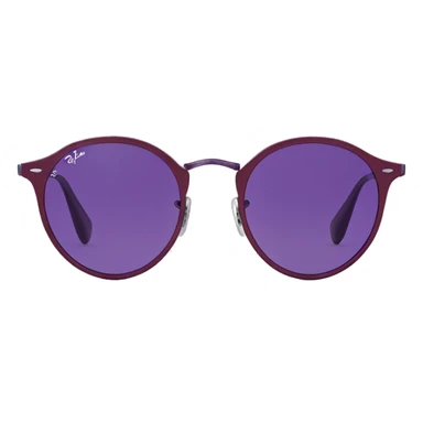 dark red  ray ban round metal sunglasses  with purple frame front view  sticker
