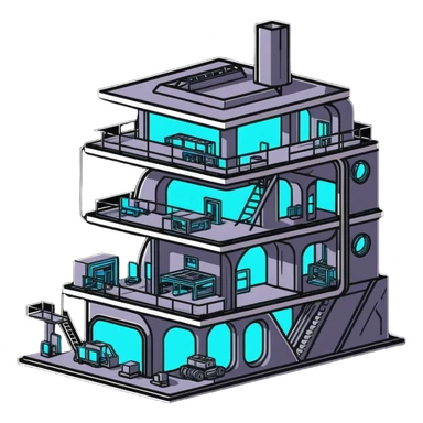 futuristic secret lair under construction sticker