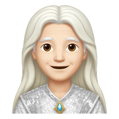God from The Bible with long white hair, white sequin outfit sticker