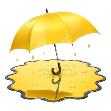 Yellow closed umbrella in puddle reflection, Lost Umbrella. sticker