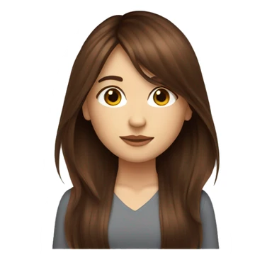 beautiful girl with long dark auburn hair and curtain bangs with brown eyes sticker