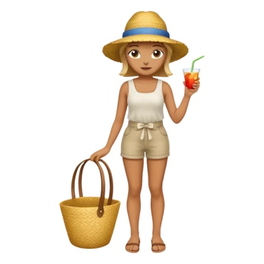 full body woman with straw hat sticker