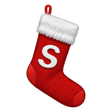 Christmas sock with white "S" logo sticker
