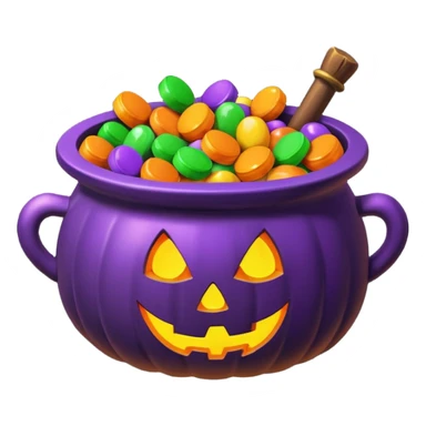 hallowen cauldrom inside candies sticker